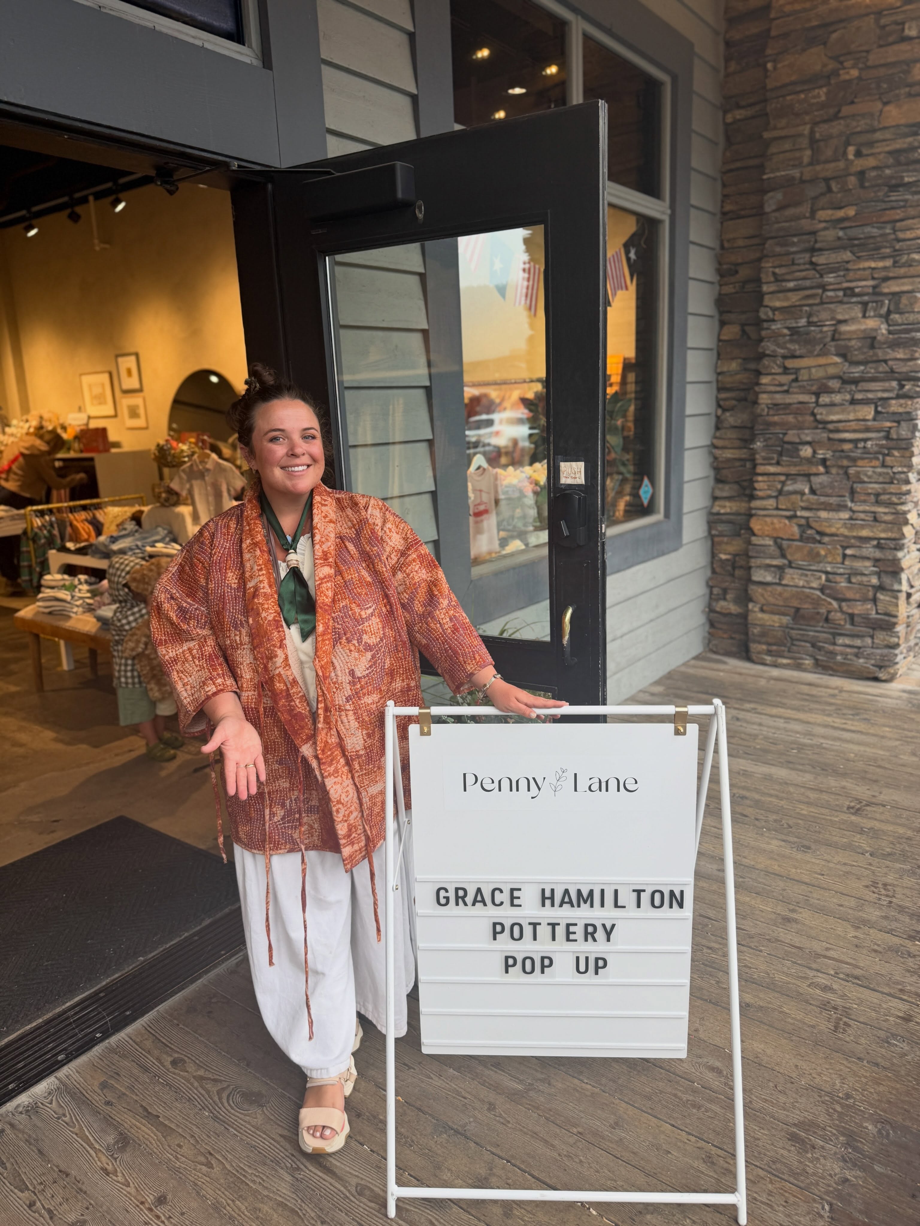 Grace Hamilton is selling her ceramic work at Penny Lane today. The pop-up shop follows a busy opening day at the local boutique.