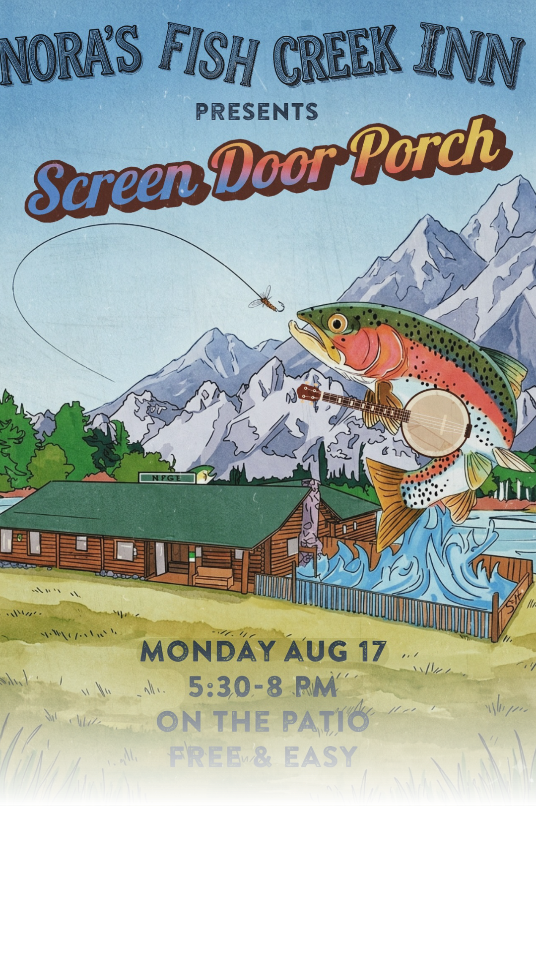 Screen Door Porch is performing a free show on the patio at Nora's Fish Creek Inn Monday, August 17, from 5:30 to 8 p.m.