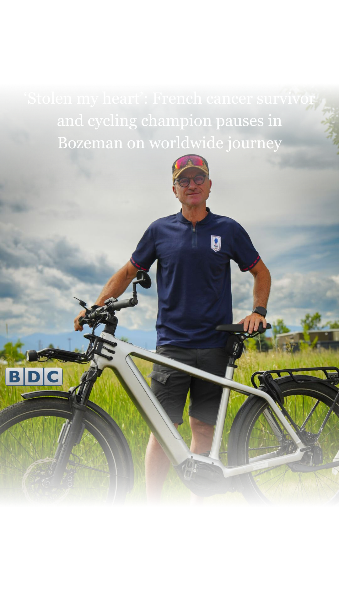 French cyclist and cancer survivor Eric Calmand is biking across the globe to support medical research and celebrate his recovery. His international tour recently included a stop in Bozeman.