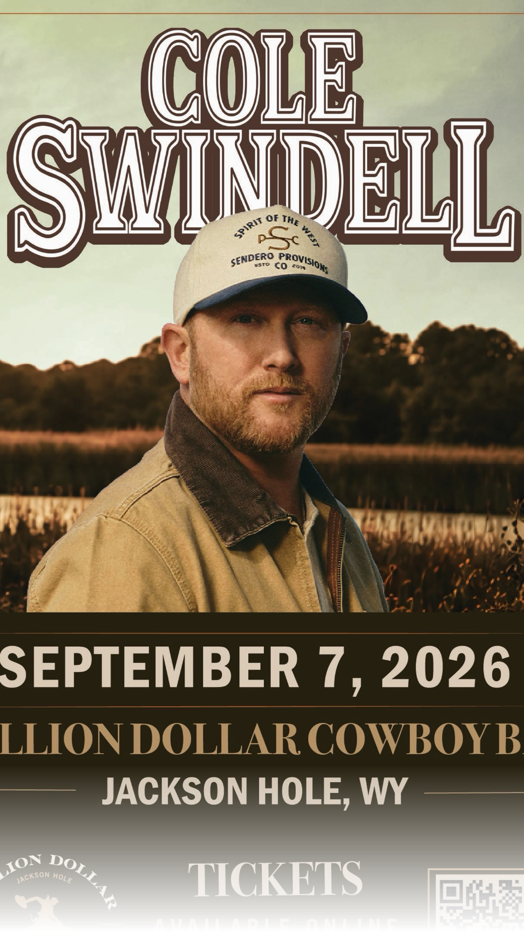 Cole Swindell will play the Cowboy Bar for the first time on September 7. Tickets are available starting at 10 a.m. on August 12.