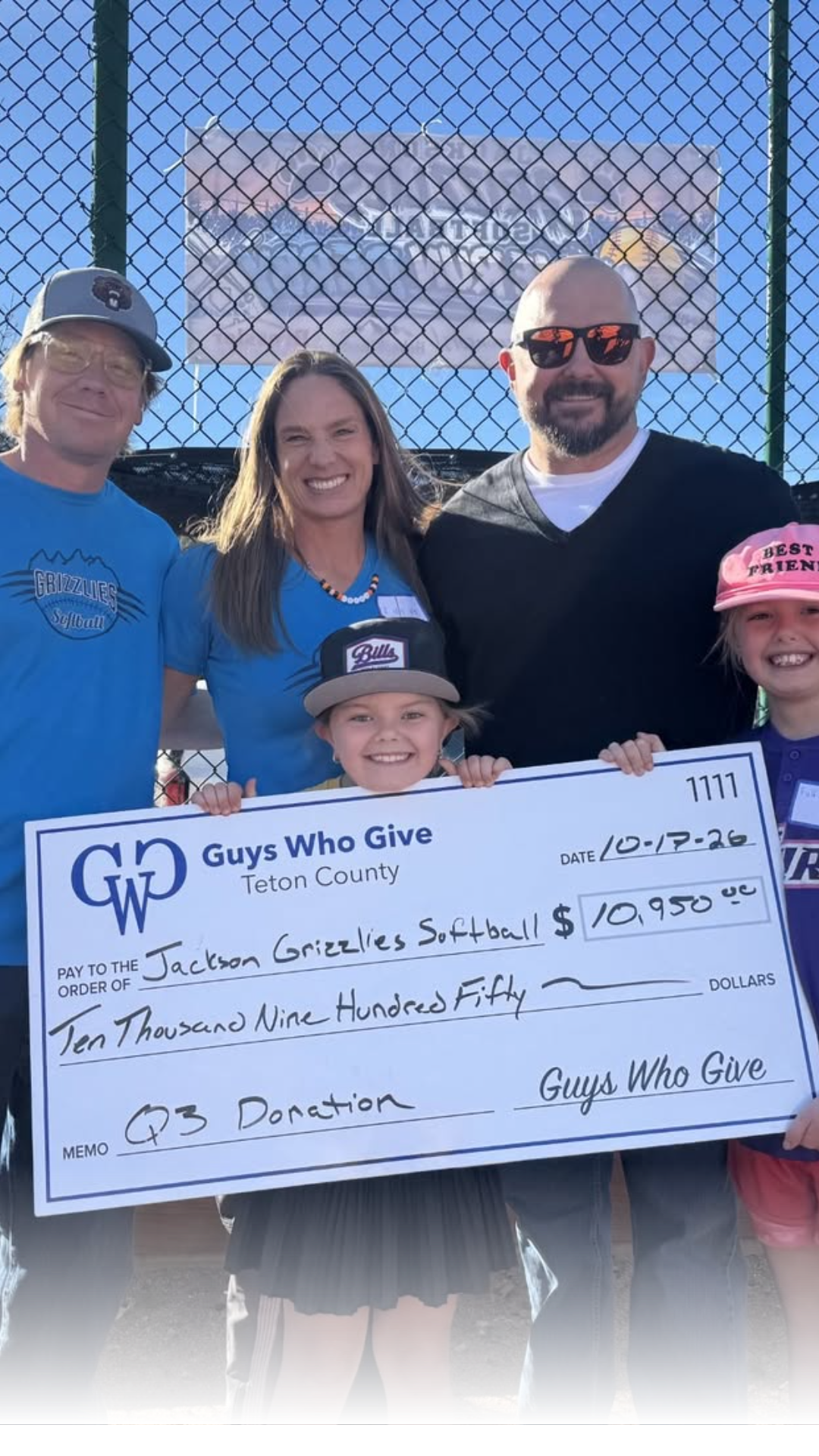 Guys Who Give donated nearly $11,000 to Jackson Grizzlies Softball to fund coaching, space, and a new conference. The group hosts its next meeting at The Bunker on November 11.