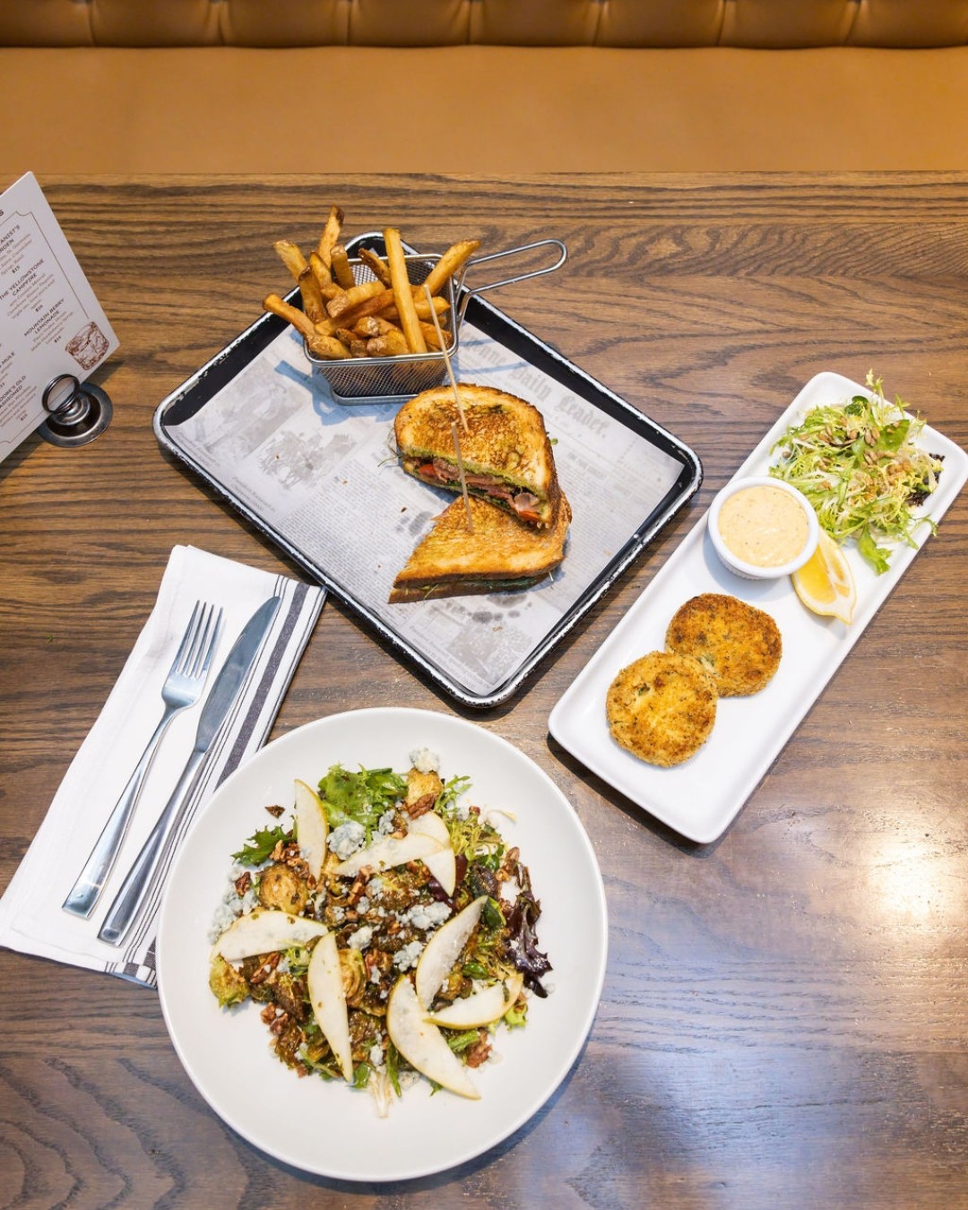 Roosevelt's at Liberty Station has expanded its daily lunch offerings. New additions include a prosciutto and brie sandwich, house-made crab cakes, and a Brussels sprout salad with fruit and nuts.