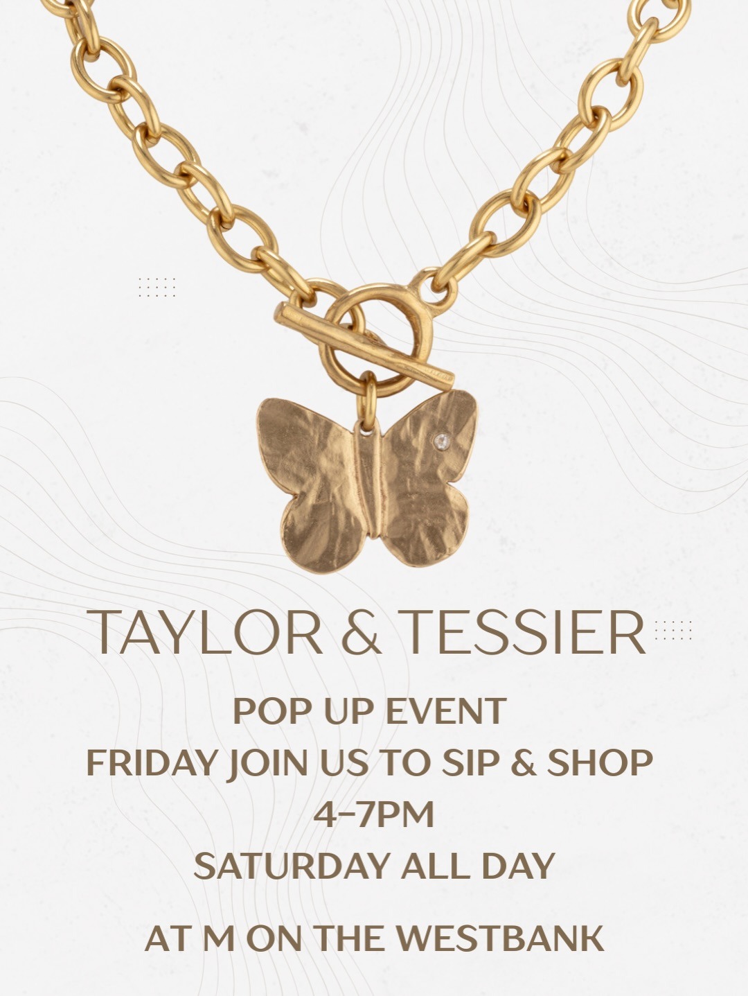 Something special is happening in Jackson Hole this weekend! Taylor & Tessier is here at M, Friday night from 4–7 p.m. for a sip & shop, and all day Saturday. Their jewelry is the kind of thing you have to see in person!