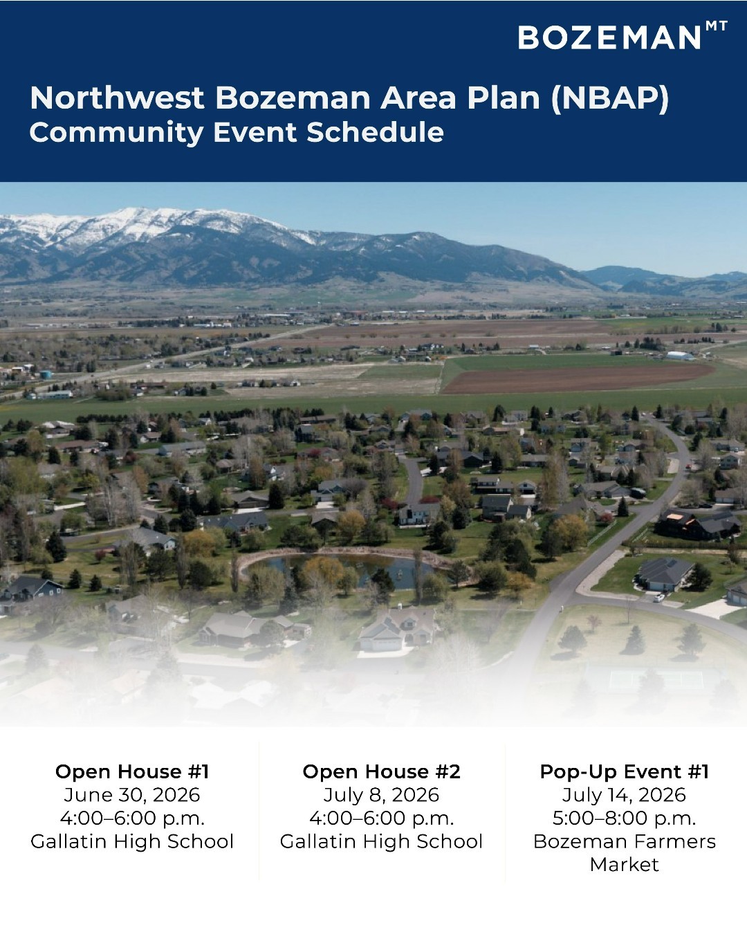 The City of Bozeman and Sanbell invite community members to participate in upcoming Northwest Bozeman Area Plan engagement events. This planning effort will help guide future land use, transportation, parks…